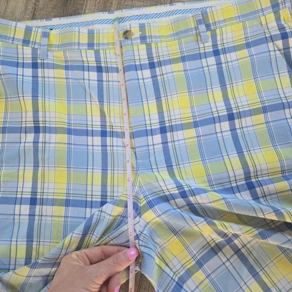 FootJoy Mens Blue Yellow‎ Plaid Golf Shorts Size 40 Performance Flat Front FJ